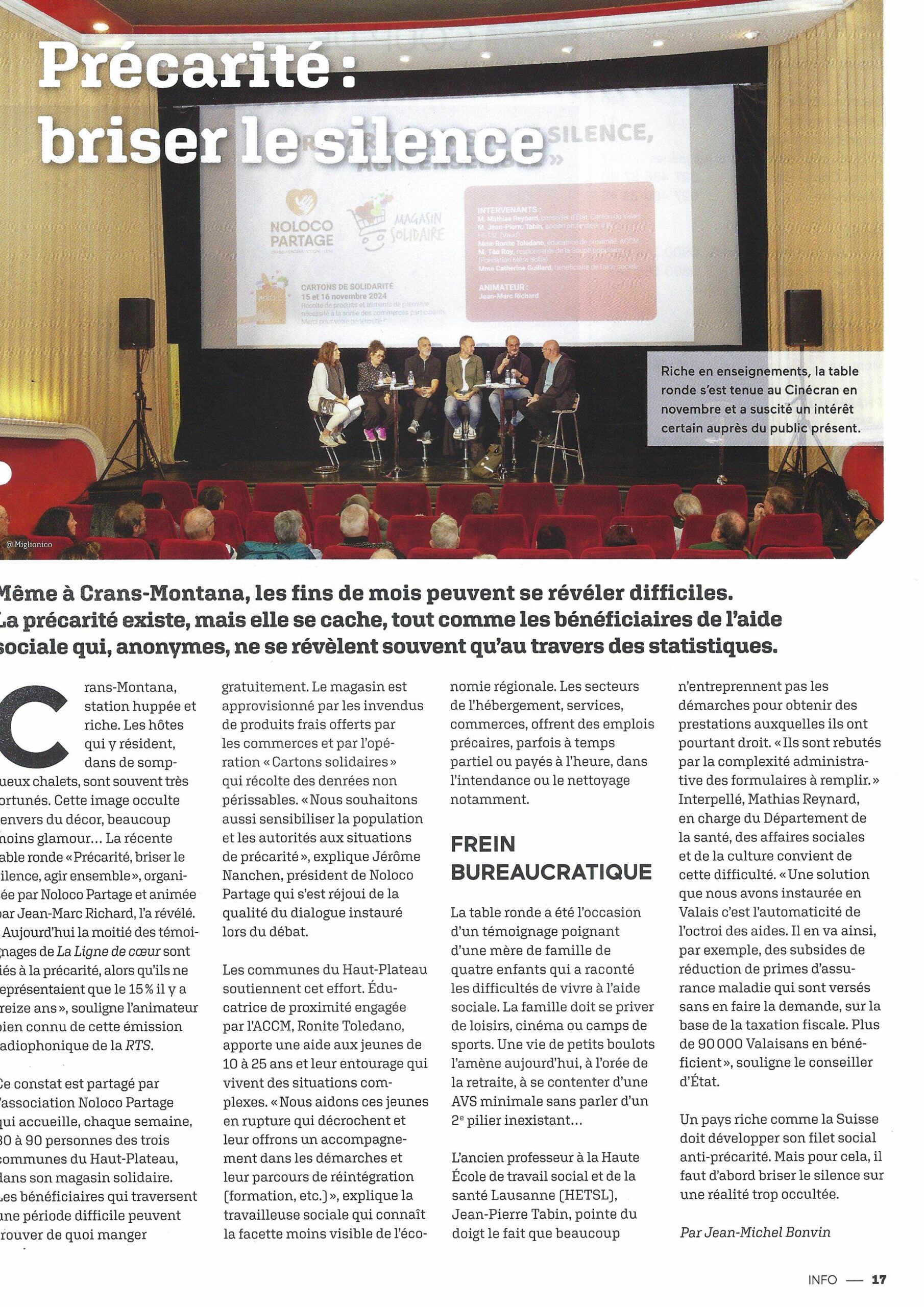 Article Magazine INFO — Précarité : briser le silence — Novembre 2024