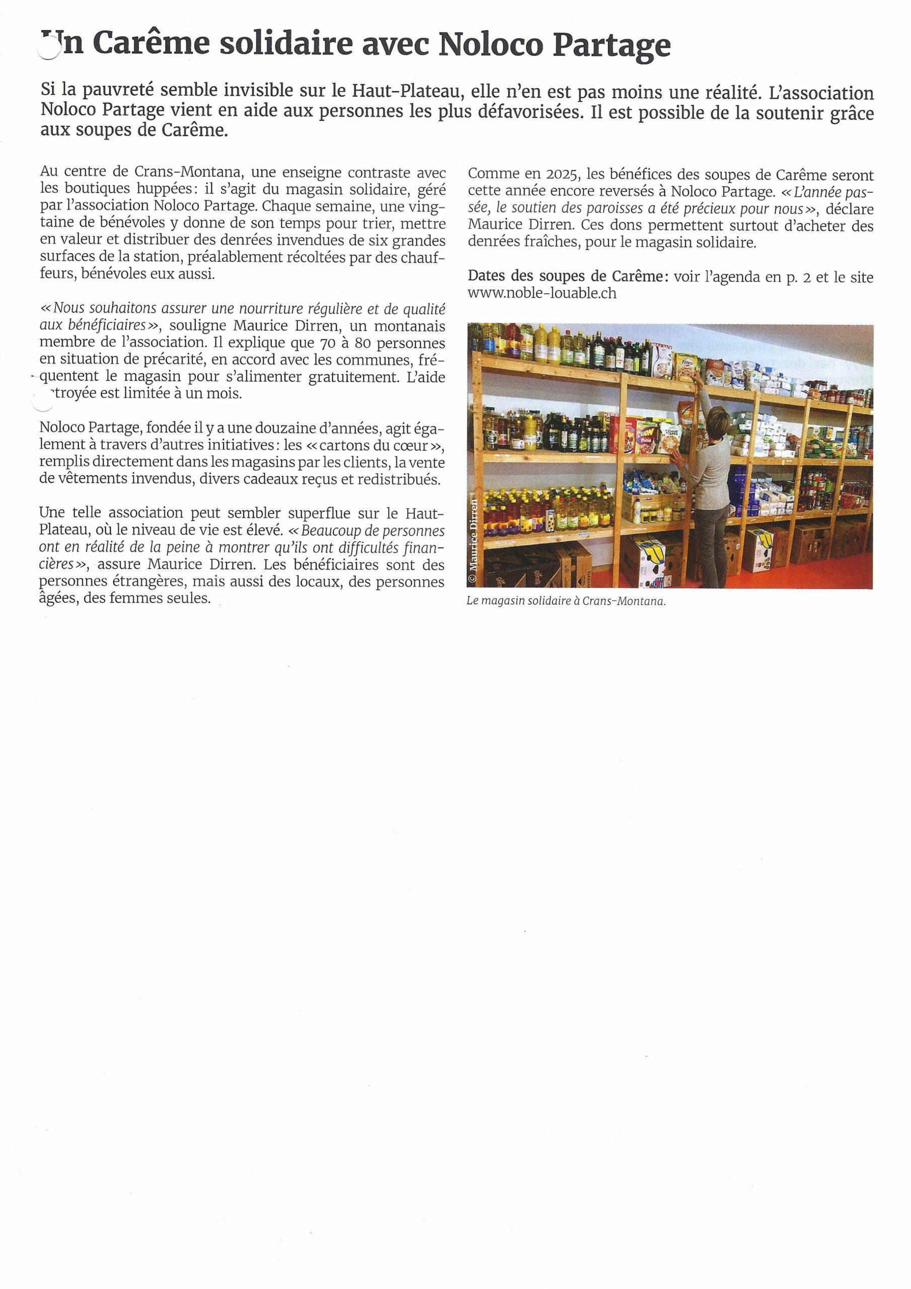 Article — Un Carême solidaire avec Noloco Partage — 2026